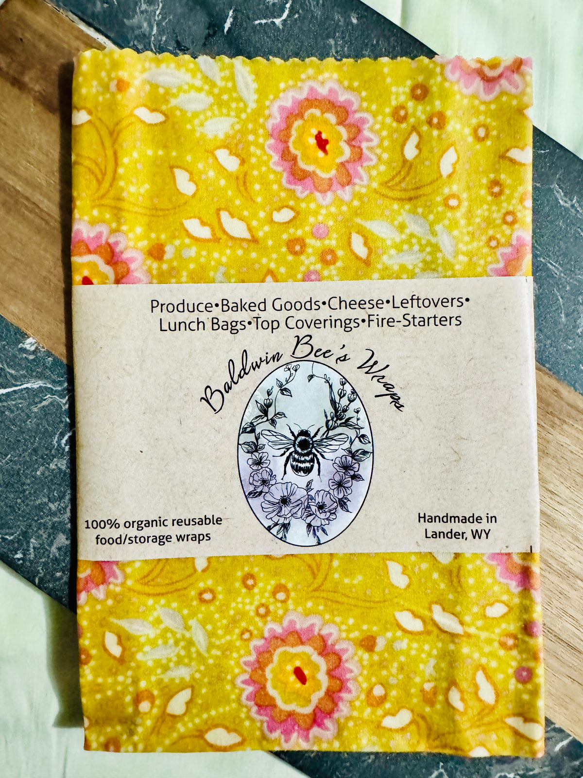 Reusable Medium Beeswax Pouch | 9" x 8" Waxed Cotton Food Storage