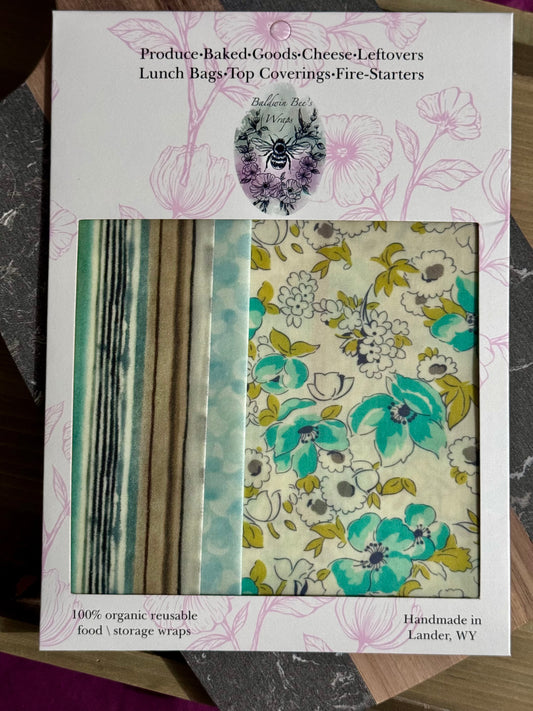 Beeswax Food Wrap Starter Set- Poppies