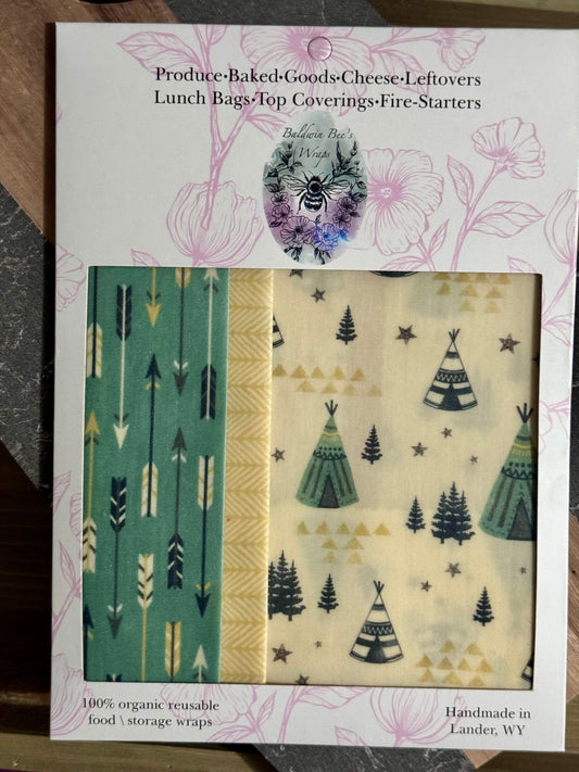 Beeswax Food Wrap Starter Set- Tipi