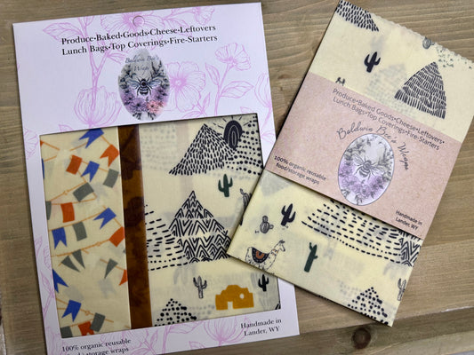 Beeswax Food Wrap Starter Set- Southwest Llama