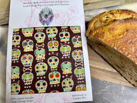 Sourdough/Loose Produce Beeswax Wrap (Sugar Skulls)