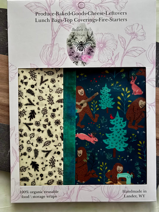 Beeswax Food Wrap Starter Set- Sasquatch