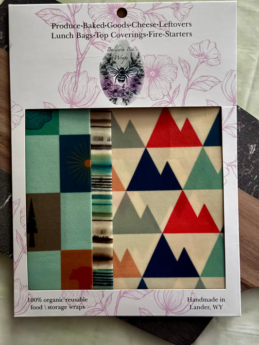 Beeswax Food Wrap Starter Set- Mountain