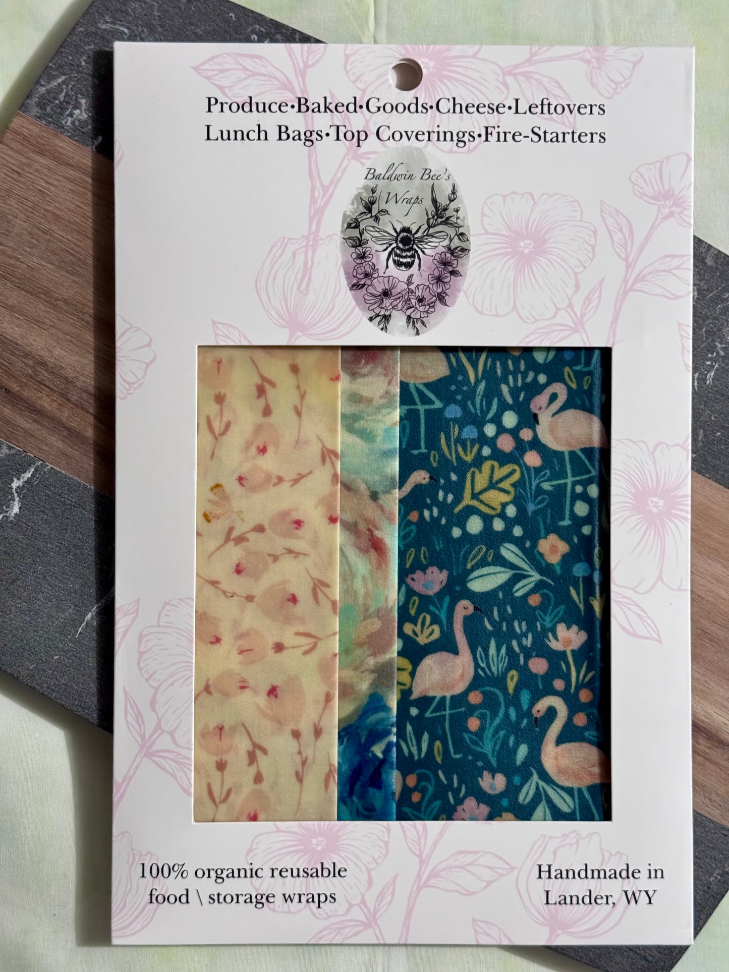 Beeswax Food Wrap Starter Set- Flamingo