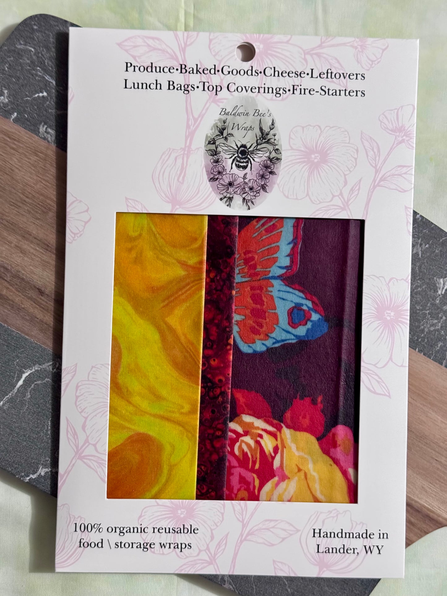 Beeswax Food Wrap Starter Set- Butterfly