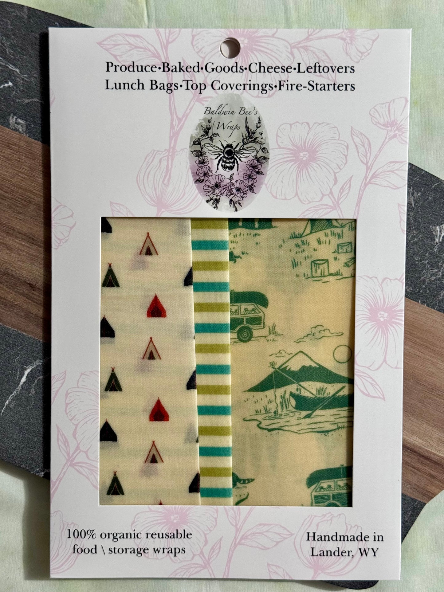 Beeswax Food Wrap Starter Set- Canoes