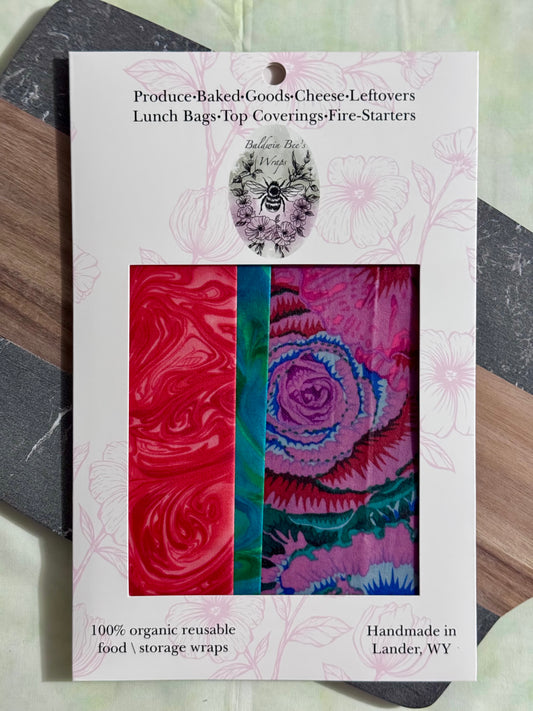 Beeswax Food Wrap Starter Set- Purple Dahlia