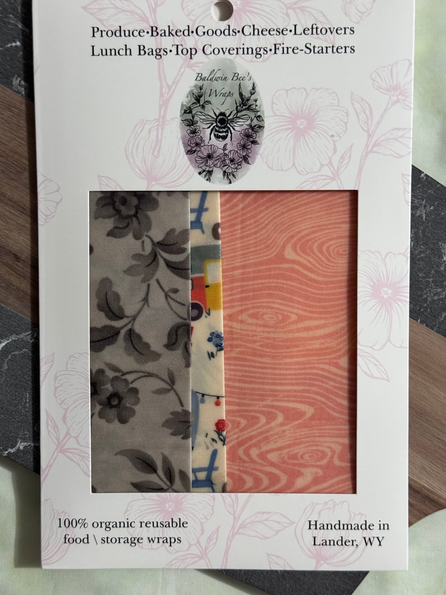 Beeswax Food Wrap Starter Set- Happy Camper