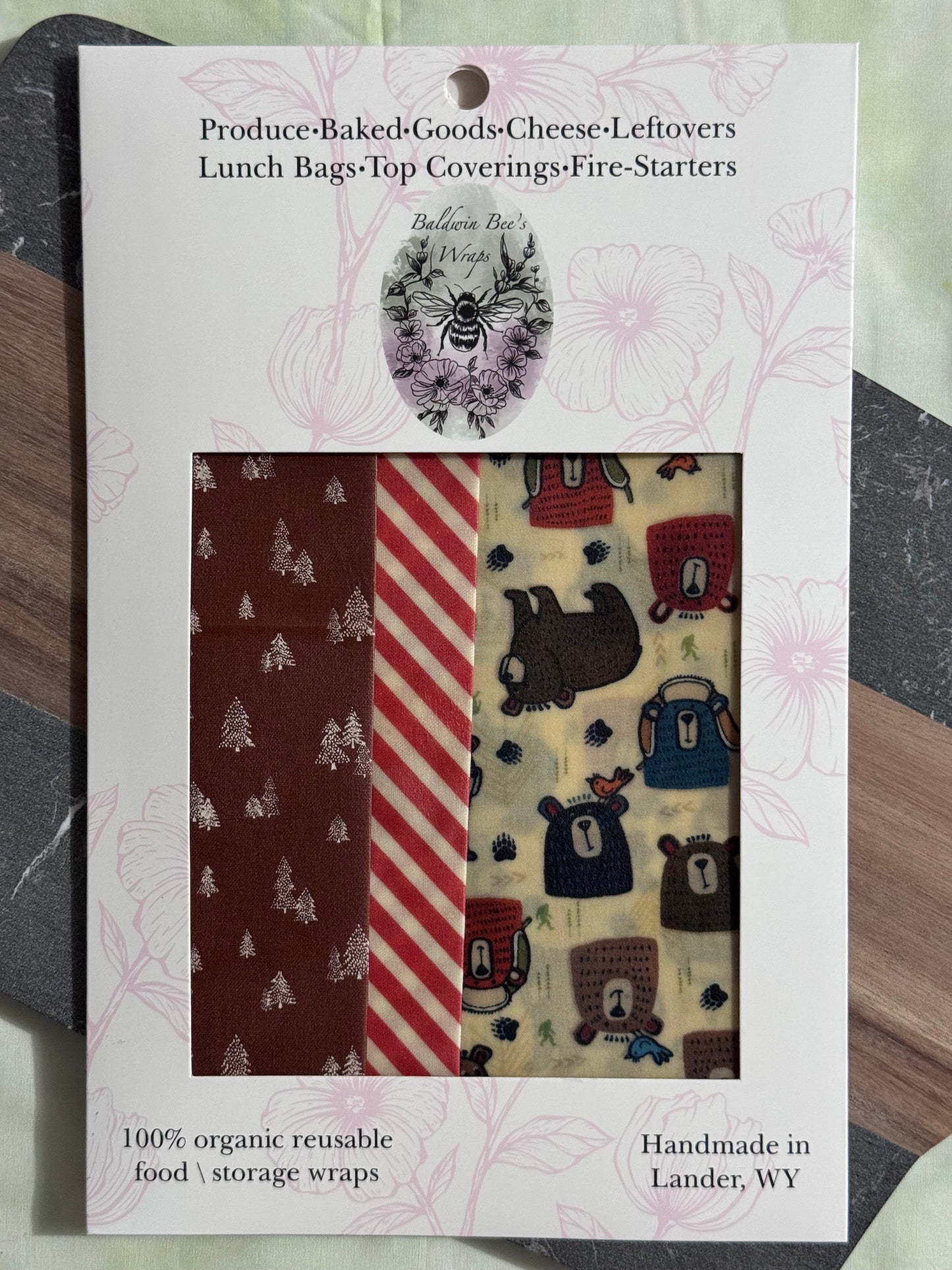 Beeswax Food Wrap Starter Set- Bears