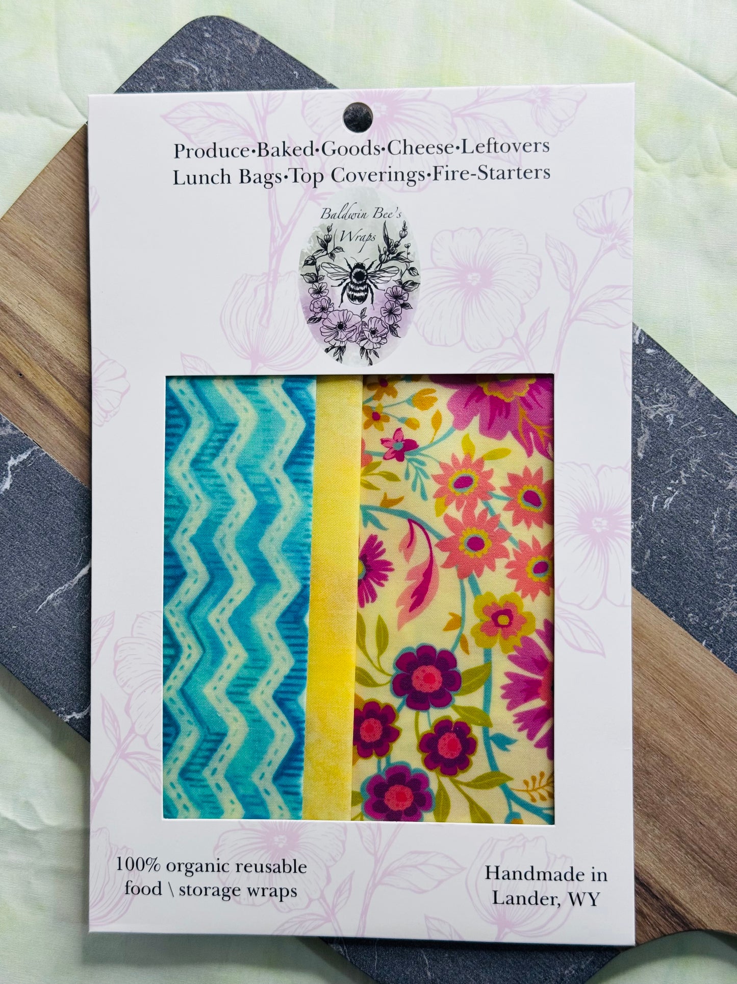 Beeswax Food Wrap Starter Set- (Daisy)