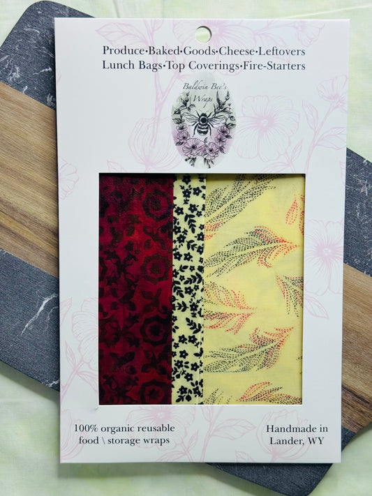 Beeswax Food Wrap Starter Set- (Feathers)