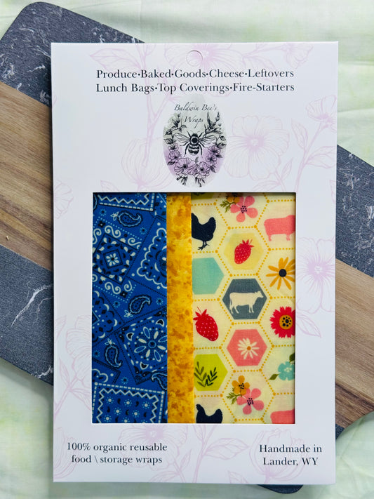 Beeswax Food Wrap Starter Set- (Hobby Farm)