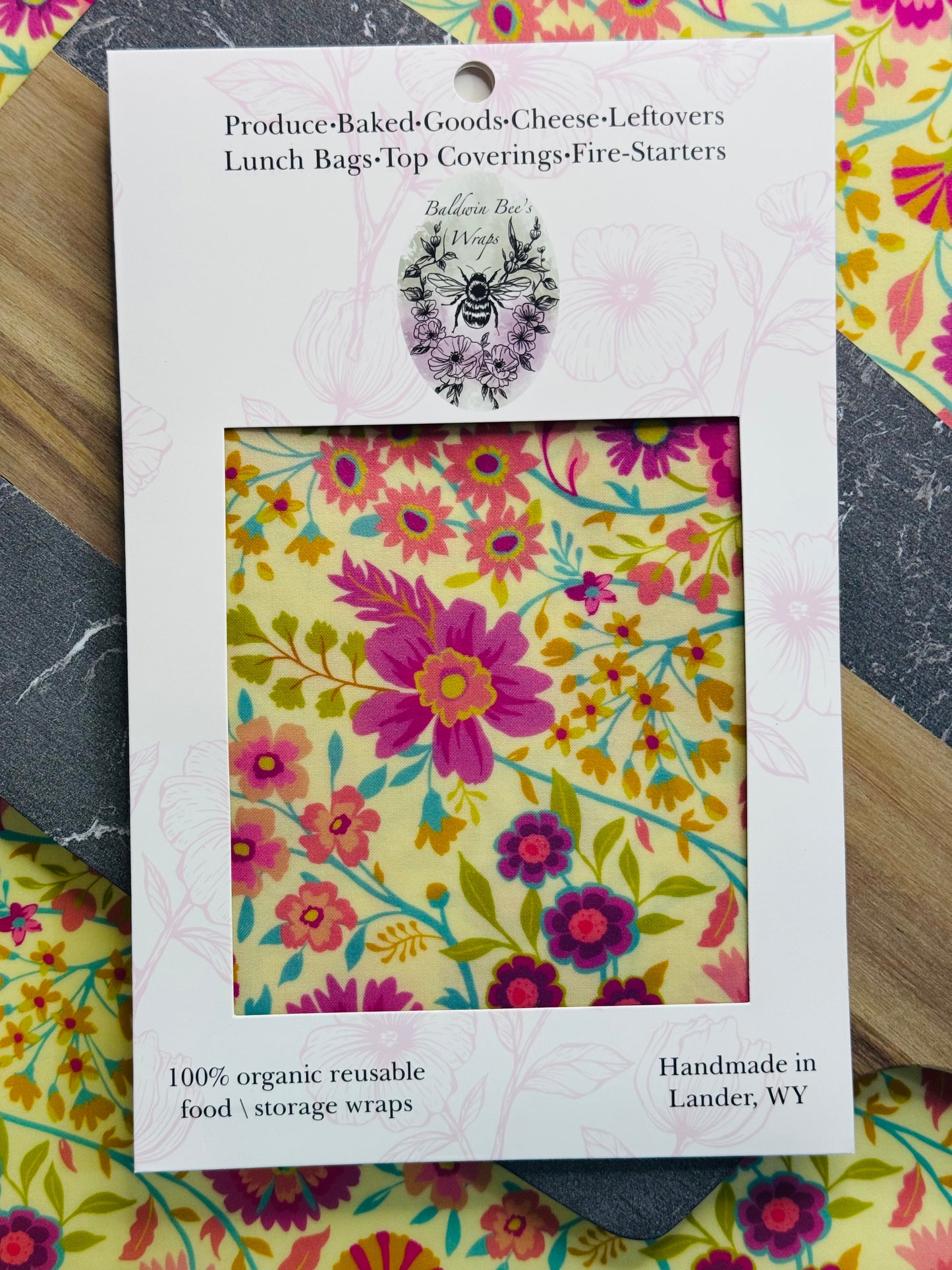 Sourdough and Loose Produce Beeswax Wrap (PinkDaisy)