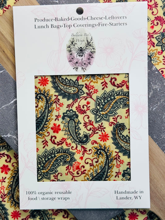 Sourdough and Loose Produce Beeswax Wrap (Paisley)