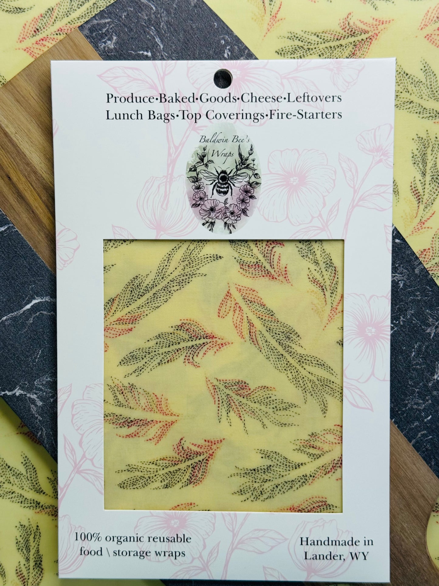 Sourdough and Loose Produce Beeswax Wrap (Feather)