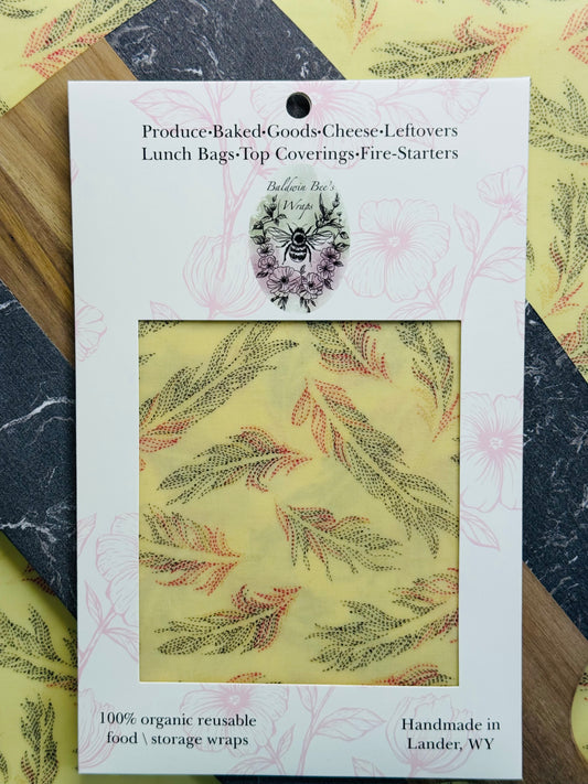 Sourdough and Loose Produce Beeswax Wrap (Feather)