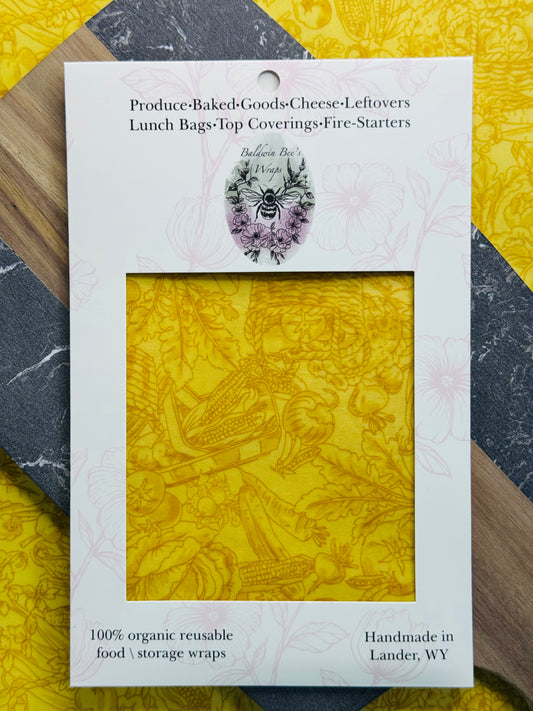Sourdough and Loose Produce Beeswax Wrap (Garden Veggie)