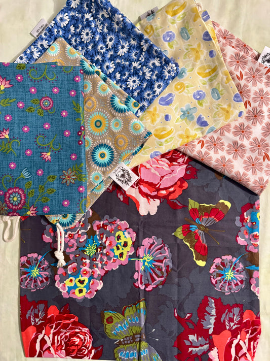 Handmade 100% Cotton Storage Bags (Floral)