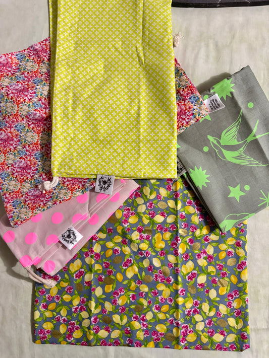 Handmade 100% Cotton Storage Bags (Vibrant)