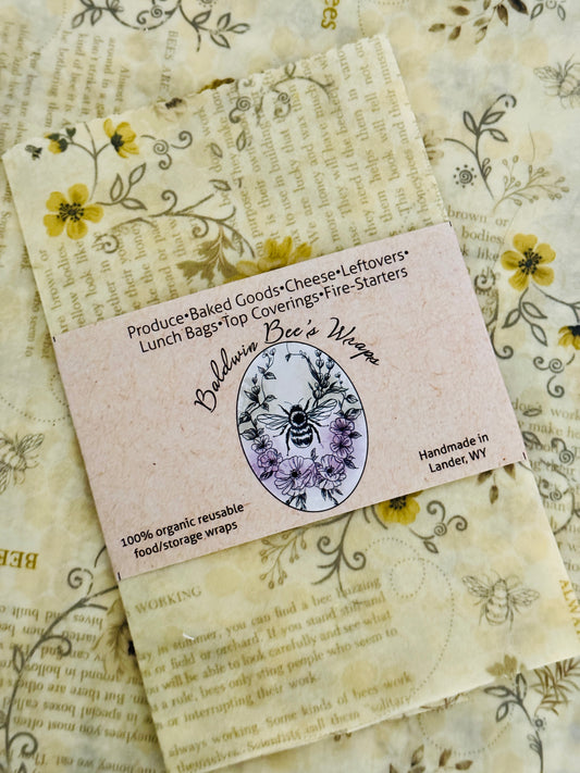 Large Beeswax Wrap- Bees