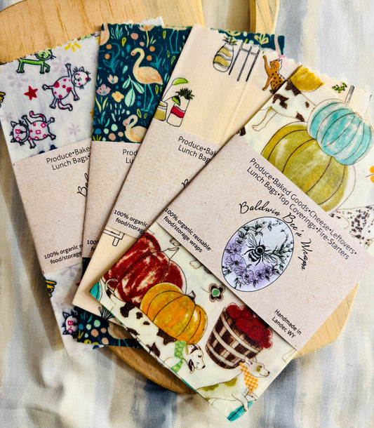 Large Beeswax Wrap- Animals (Naturally Bloomed)