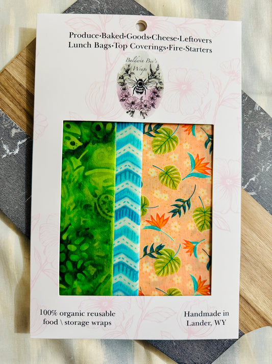 Beeswax Food Wrap Starter Set- (Botanicals)