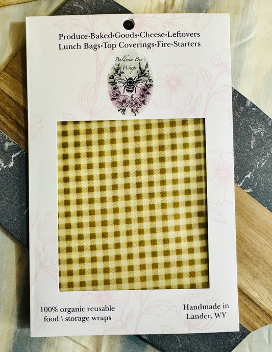 Jumbo Beeswax Bread Wrap — For Sourdough & Loose Produce (Brown Gingham)