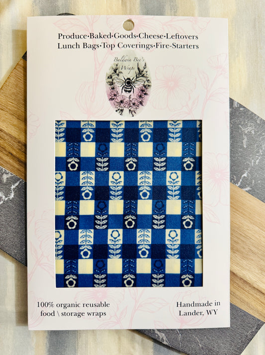 Jumbo Beeswax Bread Wrap — For Sourdough & Loose Produce (Floral Gingham)