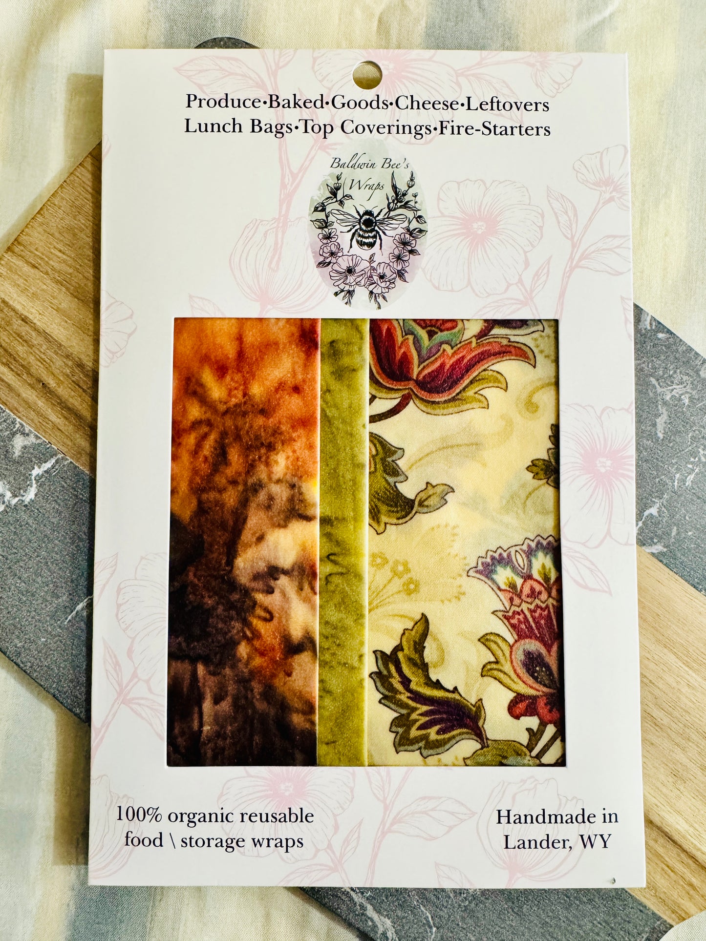Beeswax Food Wrap Starter Set- (Sage&Plum)