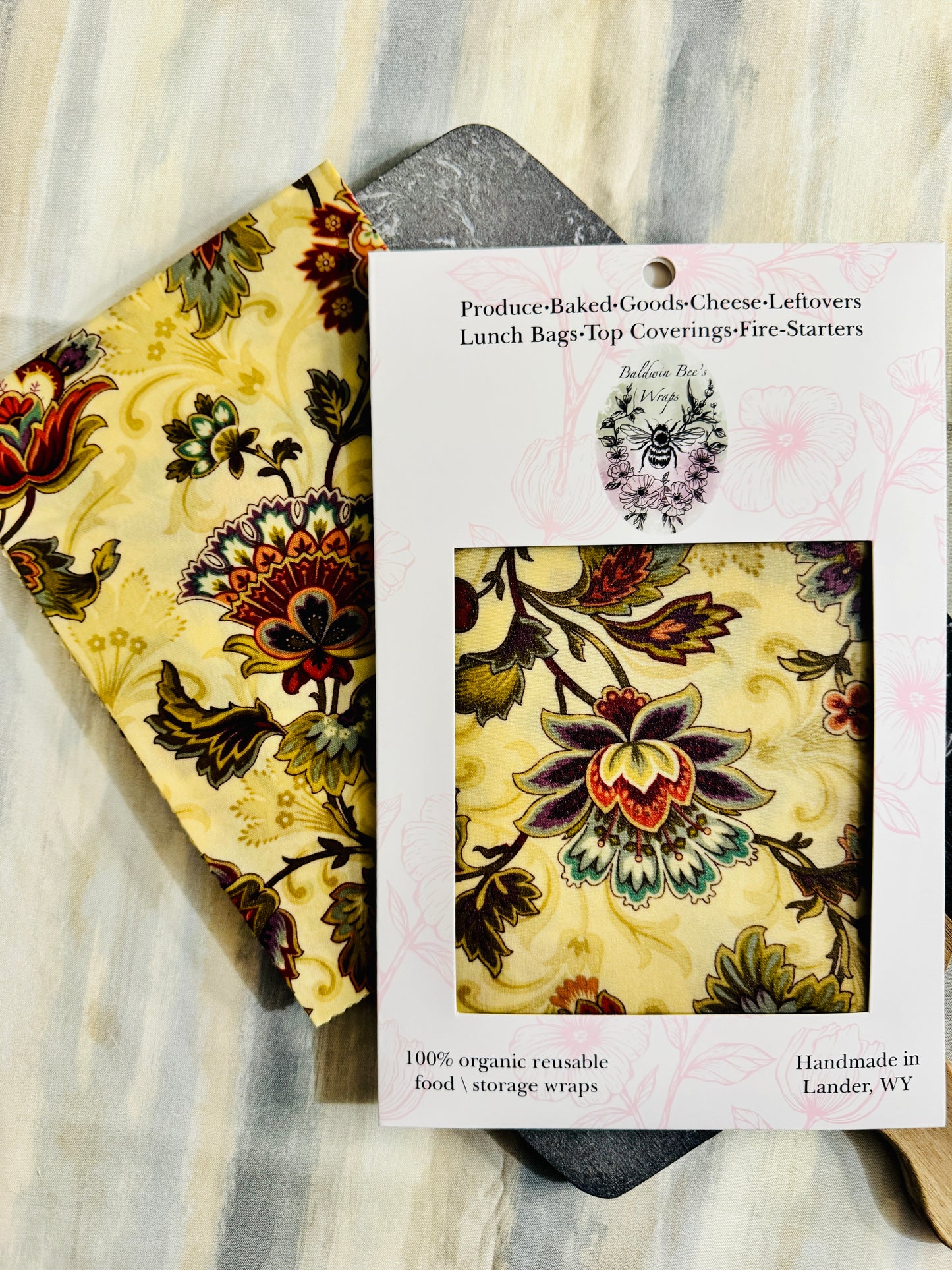Jumbo Beeswax Bread Wrap — For Sourdough & Loose Produce (Floral)