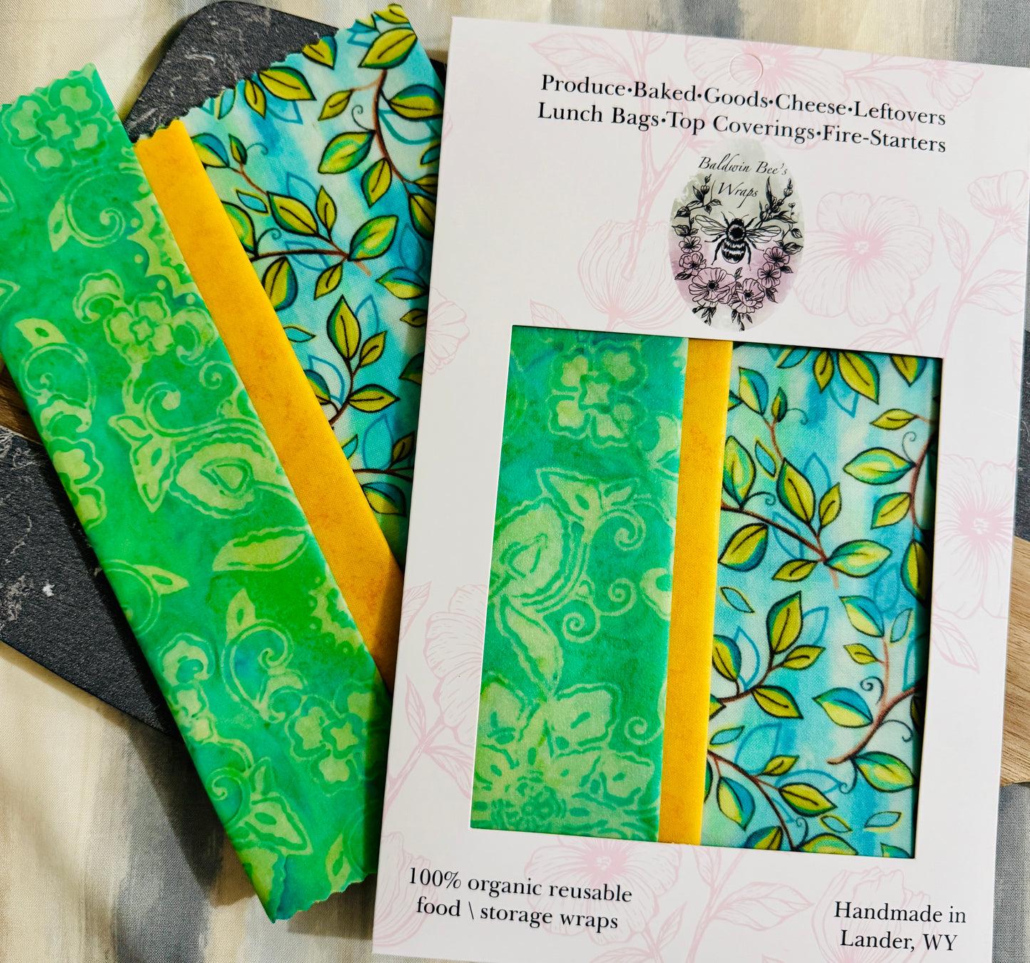 Beeswax Food Wrap Starter Set- (Foilage)