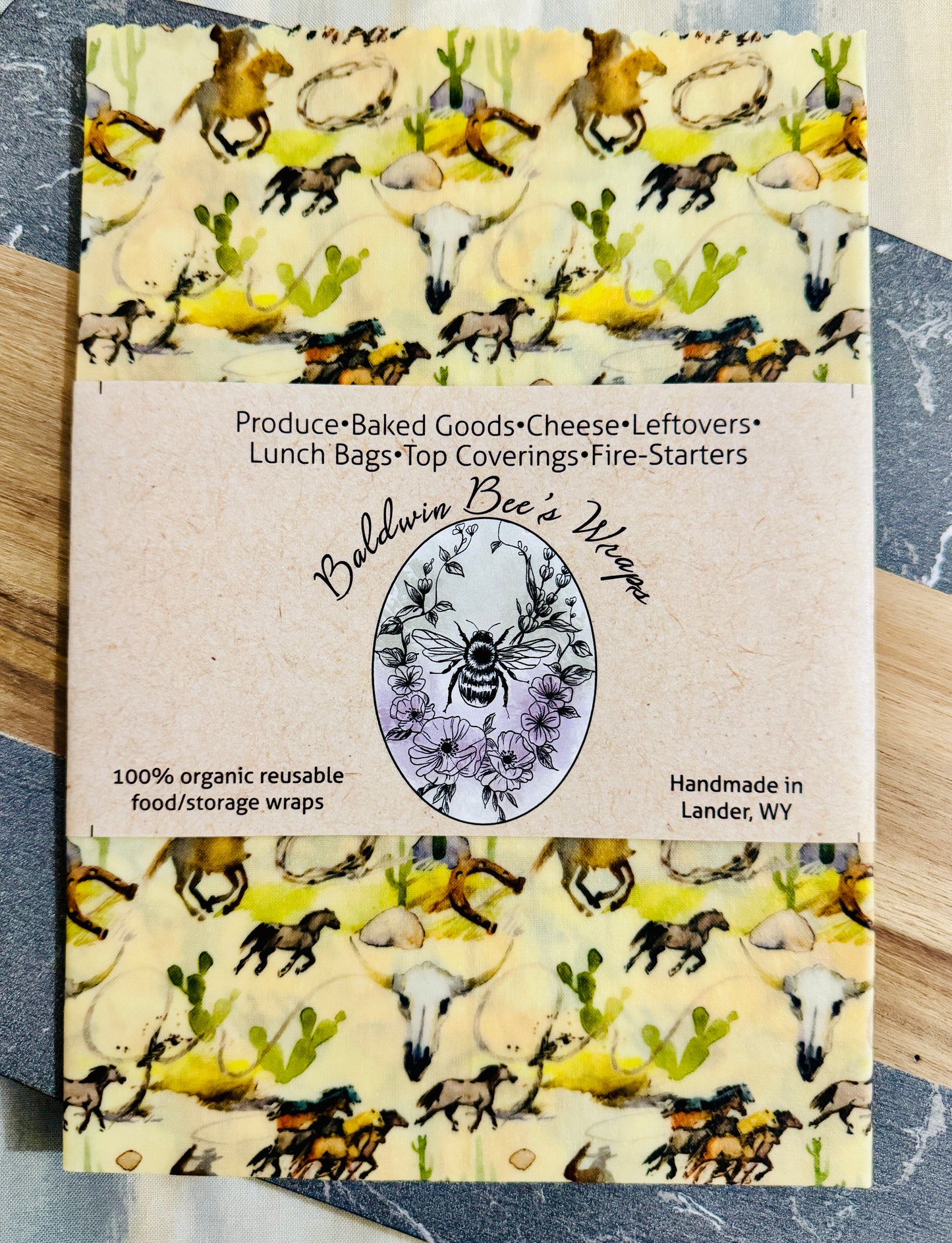 Large Beeswax Wrap (Cowboys & Cacti)