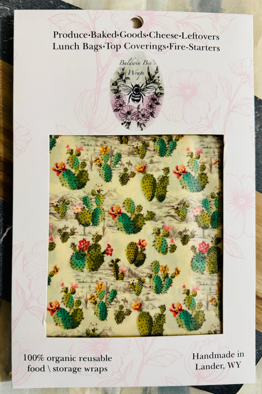 Jumbo Beeswax Bread Wrap - Reusable Bread Storage Wrap for Homemade Bread, Sourdough & Artisan Loaves (Bloomin Cacti)