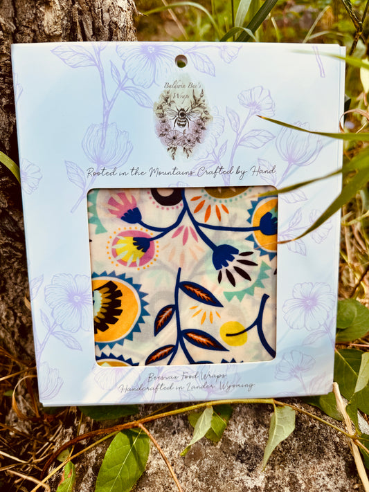 Jumbo Beeswax Bread Wrap - Reusable Bread Storage Wrap for Homemade Bread, Sourdough & Artisan Loaves  (Contemporary Cone Flower)