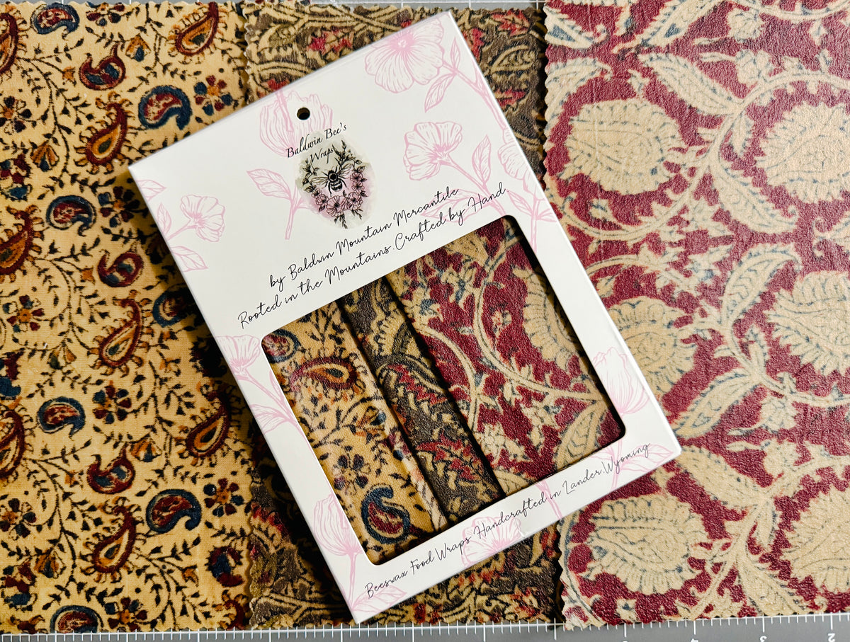 Vegetable Dyed Beeswax Wraps | Coordinating 3-Pack