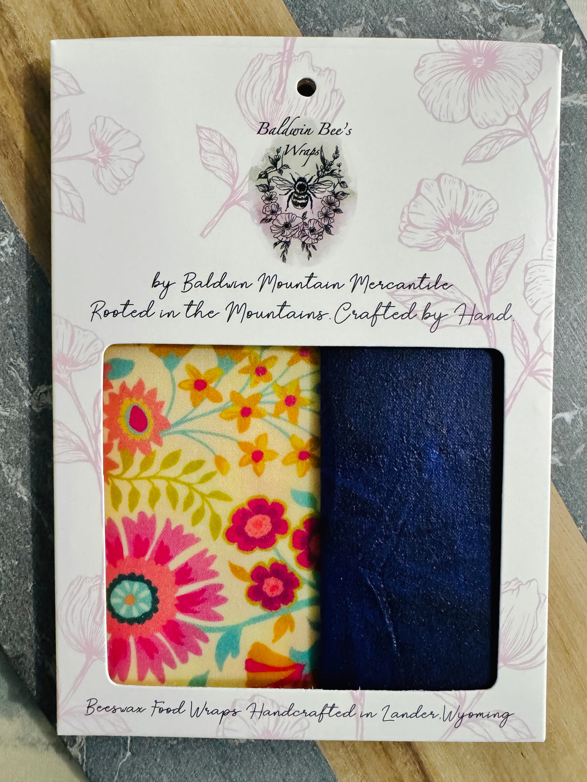2 Pack Small 6x9" Beeswax Wrap  (PINK WILDFLOWER)
