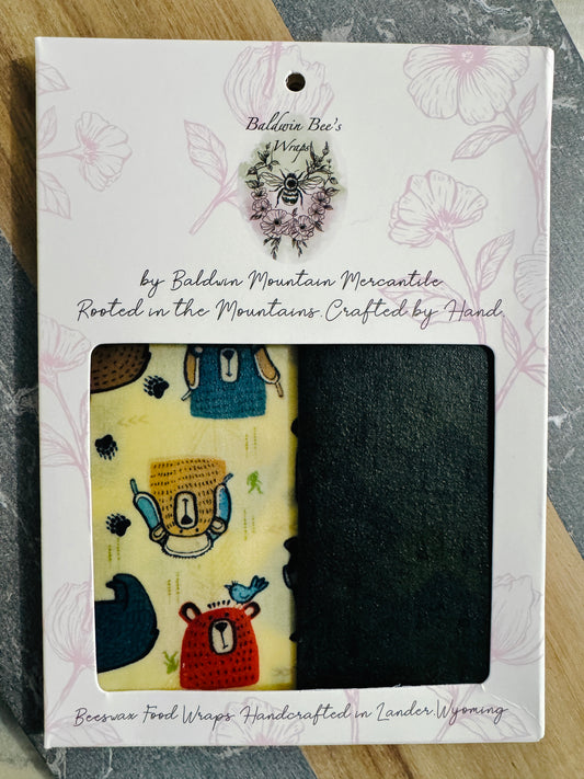 2 Pack Small 6x9" Beeswax Wrap  (BEARS)