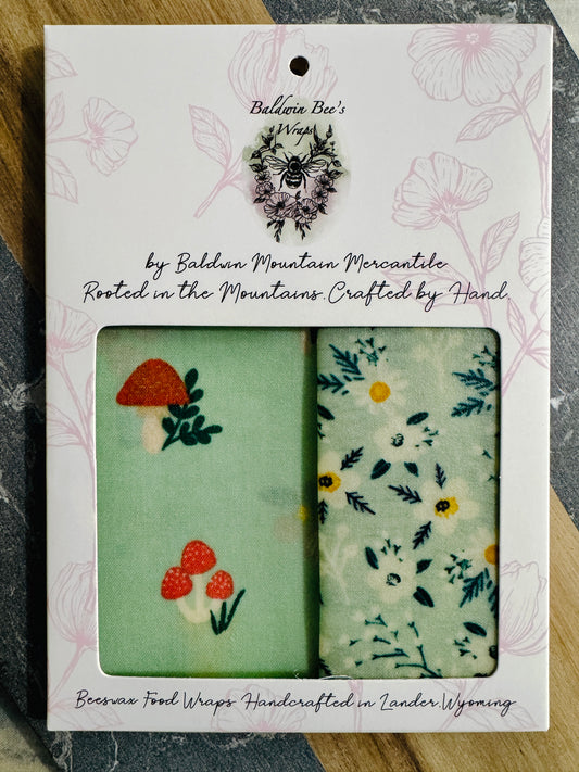2 Pack Small 6x9" Beeswax Wrap  (MUSHROOM)