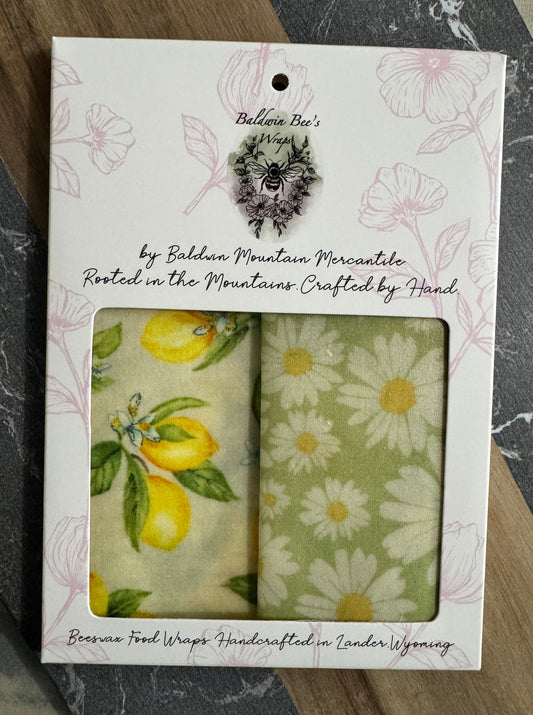 2 Pack Small 6x9" Beeswax Wrap  (LEMON)