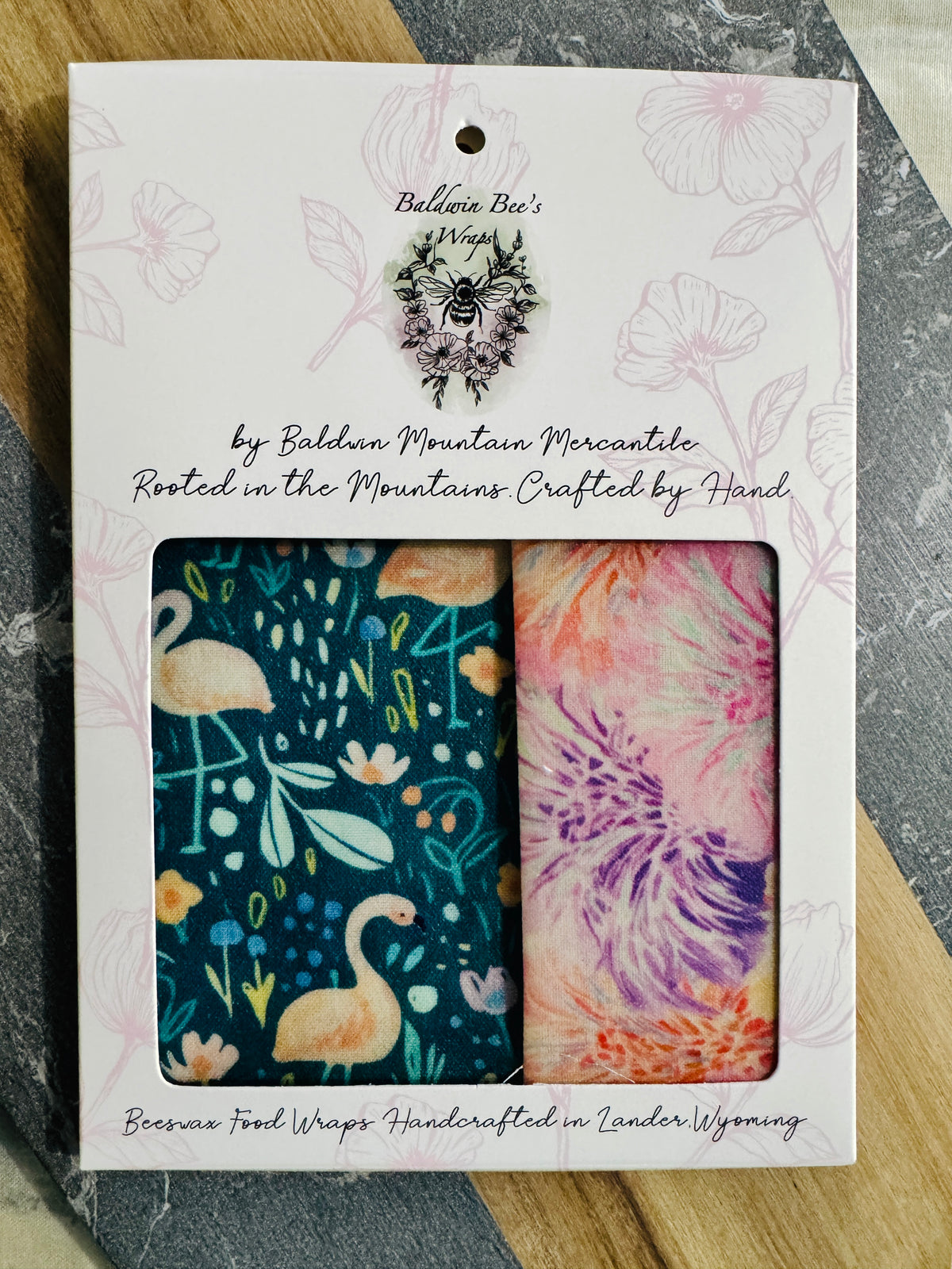 2 Pack Small 6x9" Beeswax Wrap  (FLAMINGOS)