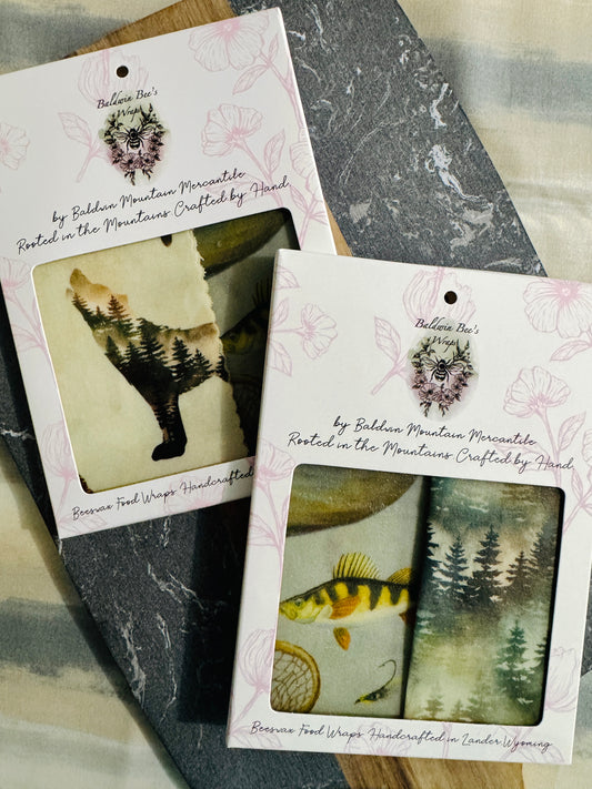 2 Pack Small 6x9" Beeswax Wrap  (MOUNTAIN FISH)