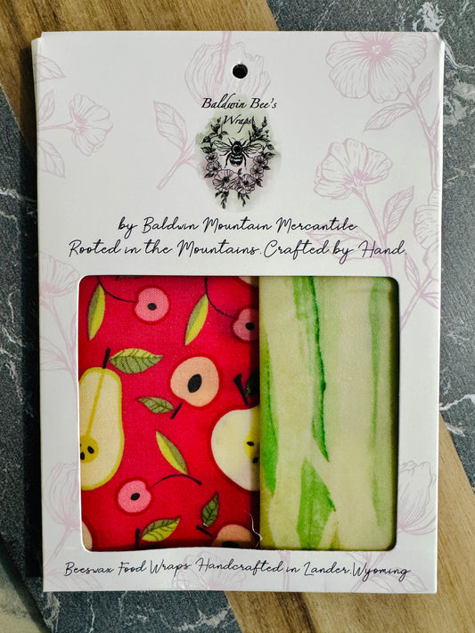 2 Pack Small 6x9" Beeswax Wrap  (FRUIT SALAD)