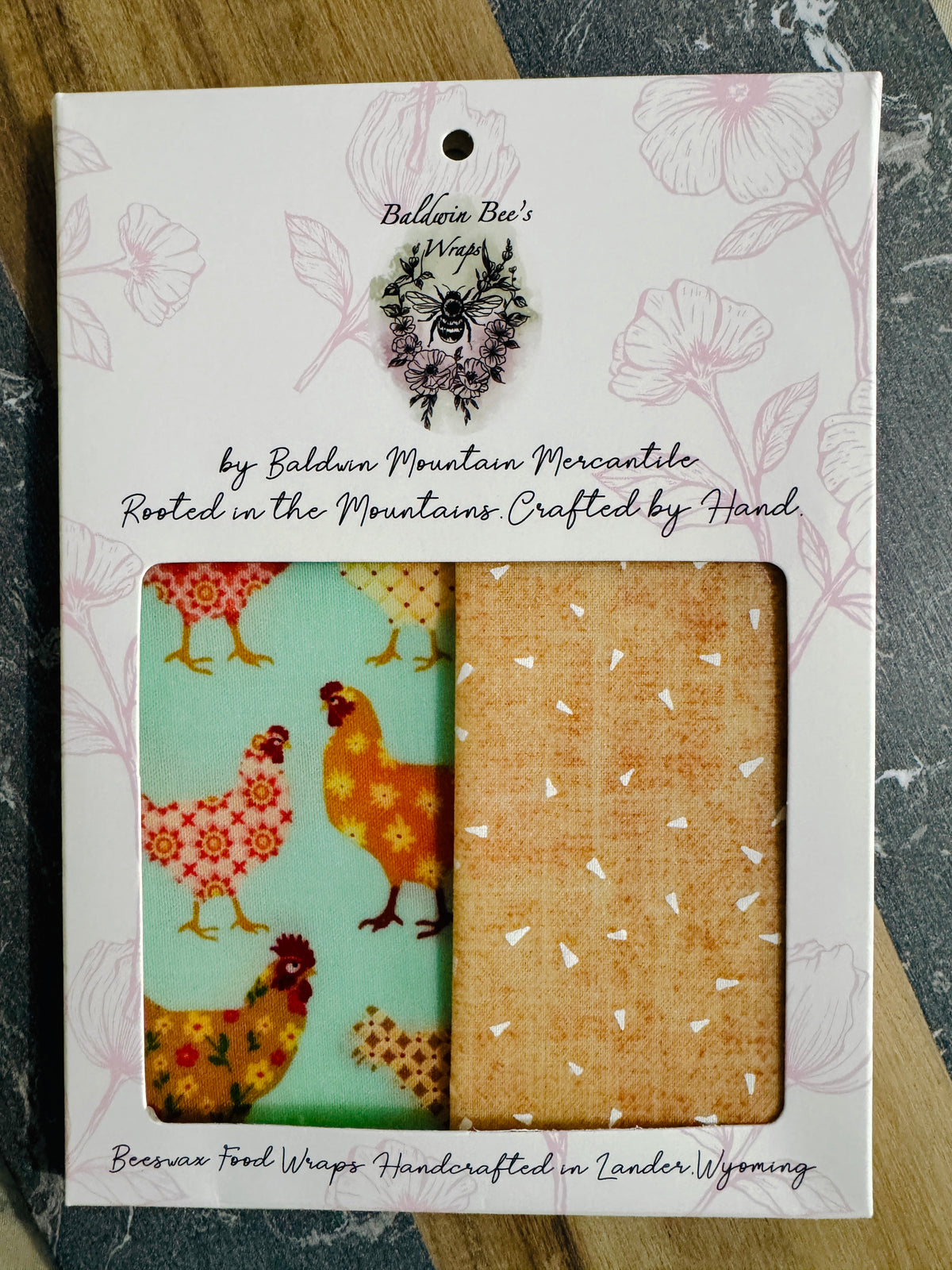 2 Pack Small 6x9" Beeswax Wrap  (FLORAL CHICK)