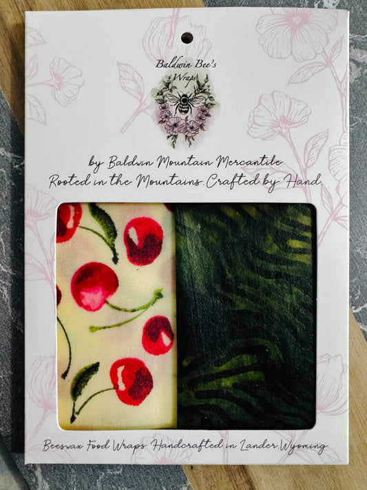 2 Pack Small 6x9" Beeswax Wrap (CHERRIES)