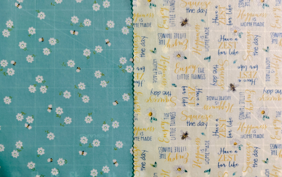 2 Pack Medium 10X10" Beeswax Wrap  (LEMON BEE)