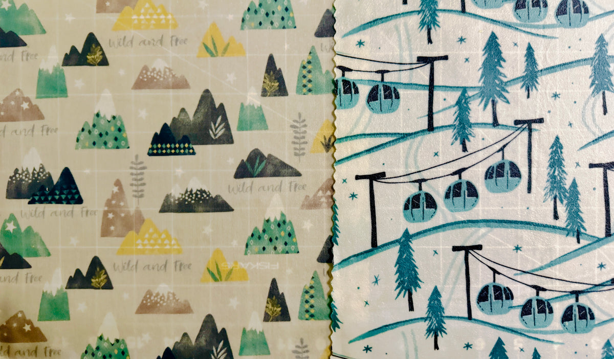 2 Pack Medium 10X10" Beeswax Wrap  (SKI RESORT)