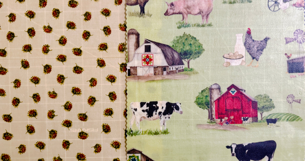 2 Pack Medium 10X10" Beeswax Wrap  (BARNYARD)