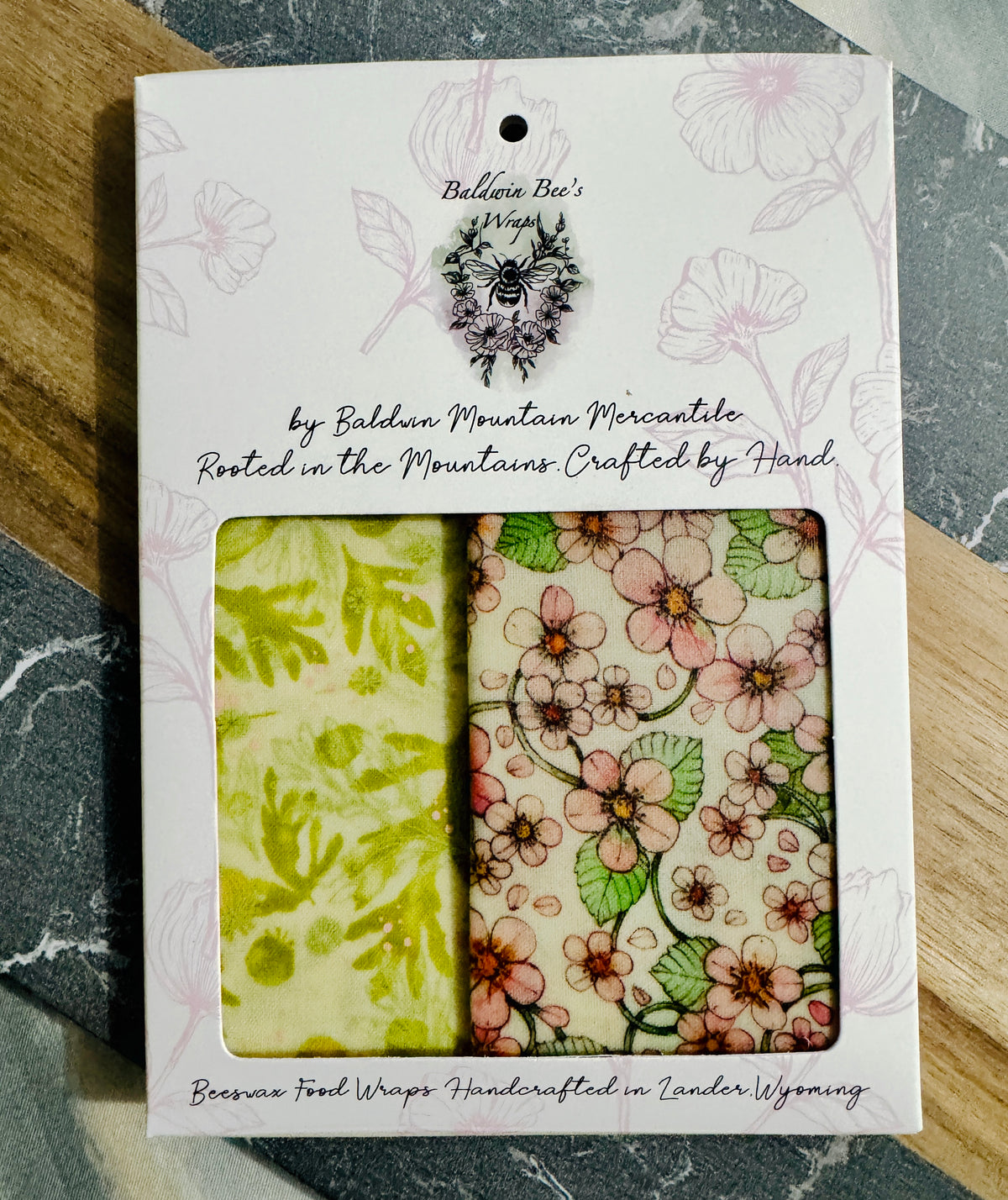2 Pack Medium 10X10" Beeswax Wrap  (BLOOMS)