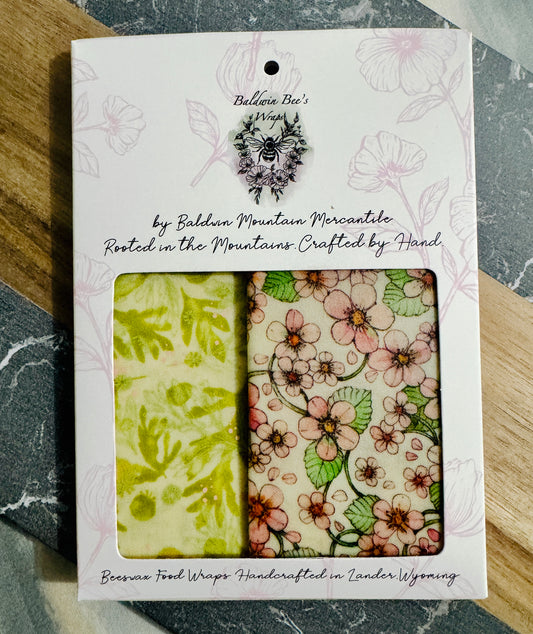 2 Pack Medium 10X10" Beeswax Wrap  (BLOOMS)