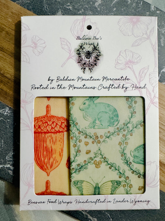 2 Pack Medium 10X10" Beeswax Wrap  (ACORN)